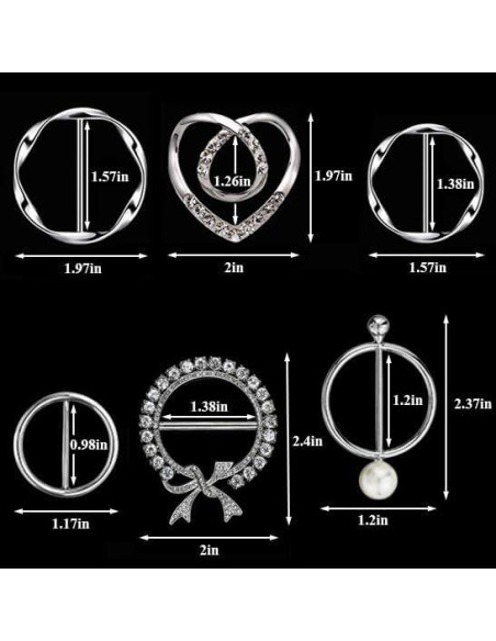 6 Clips de Anillo para Bufanda de Seda Yasowdkel - Aleación de Zinc