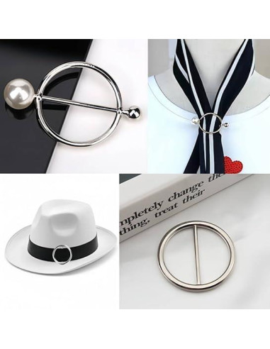 6 Clips de Anillo para Bufanda de Seda Yasowdkel - Aleación de Zinc