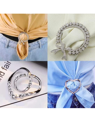 6 Clips de Anillo para Bufanda de Seda Yasowdkel - Aleación de Zinc