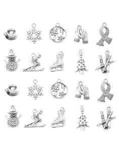 50 Pcs Encantos de Esquís de Invierno LiQunSweet DIY Joyería