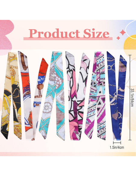 Bufanda delgada para mujeres - 60 piezas de satén 85x4 cm