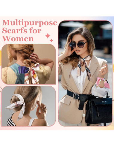 Bufanda delgada para mujeres - 60 piezas de satén 85x4 cm