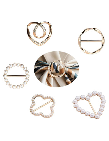5 Clips de Anillo para Bufanda Metálicos para Mujeres