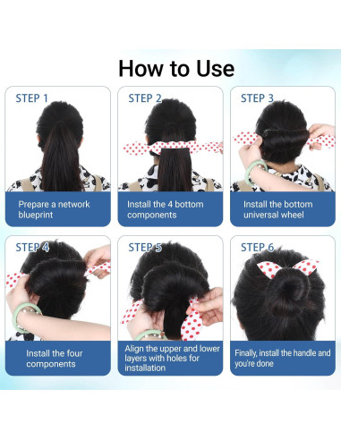 5 Piezas Fabricante de Moño Deft con Diseño Oreja de Conejo