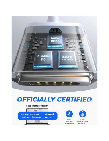 Cable Magnético USB-C 140W LISEN 2.01m para MacBook