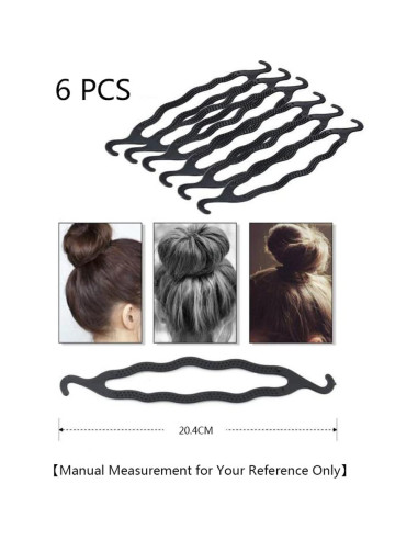 6 Piezas Fabricantes de Moño de Pelo XINGZI Resina Negra