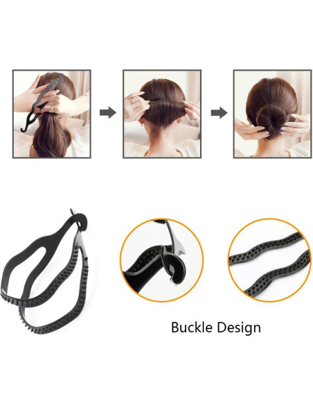 6 Piezas Fabricantes de Moño de Pelo XINGZI Resina Negra