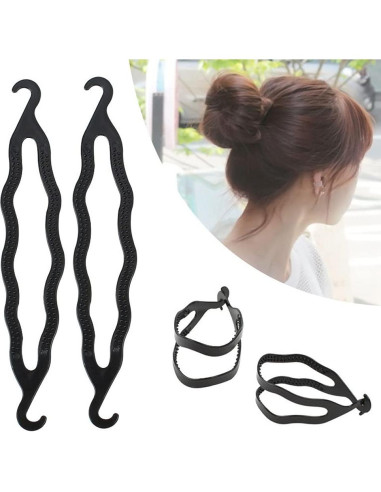 6 Piezas Fabricantes de Moño de Pelo XINGZI Resina Negra