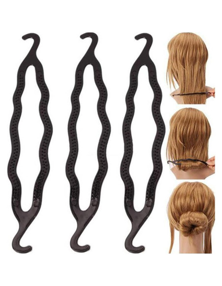 6 Piezas Fabricantes de Moño de Pelo XINGZI Resina Negra