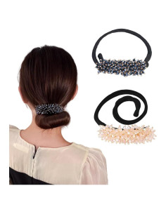 2 Piezas Fabricador de Moño Strass QUUPY Rosa y Azul