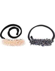 2 Piezas Fabricador de Moño Strass QUUPY Rosa y Azul 2