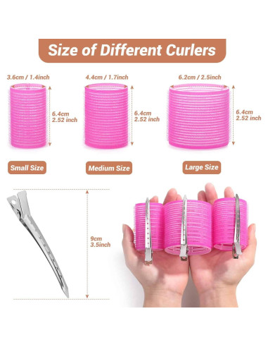 Juego de Rulos Autoadhesivos Shynek - 24 Piezas con Clips