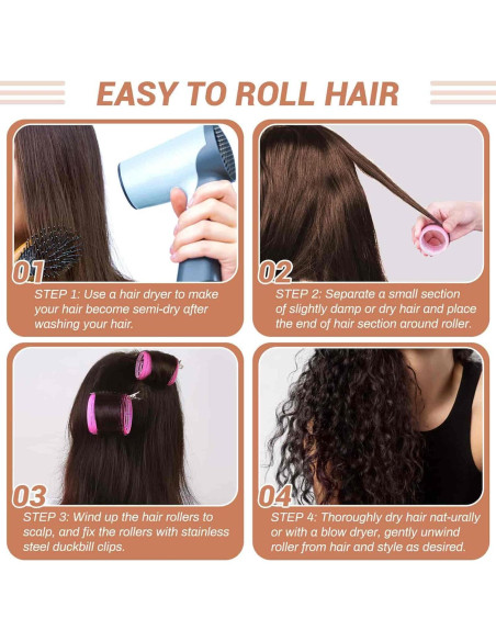 Juego de Rulos Autoadhesivos Shynek - 24 Piezas con Clips