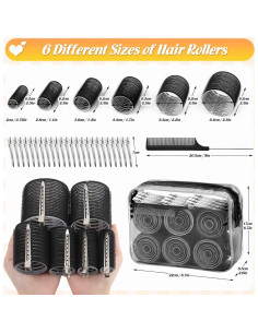 Rulos Autoadhesivos Tetutor 62 Piezas 6 Tamaños para Cabello 2