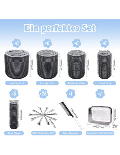 Juego de 60 Rulos para Cabello BELICOO con 28 Clips Metálicos 2