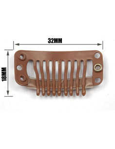 20 Clips de Metal para Extensiones de Cabello JFFX 32mm Marrón Claro 2