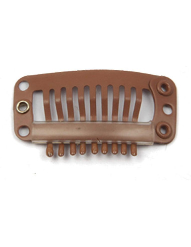 20 Clips de Metal para Extensiones de Cabello JFFX 32mm Marrón Claro