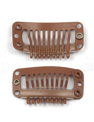 20 Clips de Metal para Extensiones de Cabello JFFX 32mm Marrón Claro