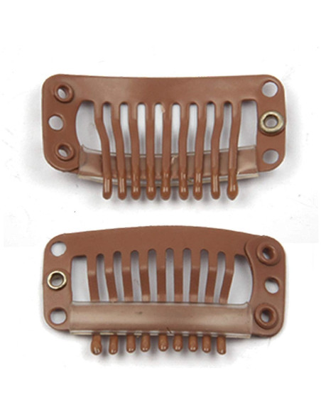 20 Clips de Metal para Extensiones de Cabello JFFX 32mm Marrón Claro
