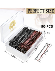 100 Pasadores de Pelo KANPRINCESS Negros y Marrones 2.4" 2