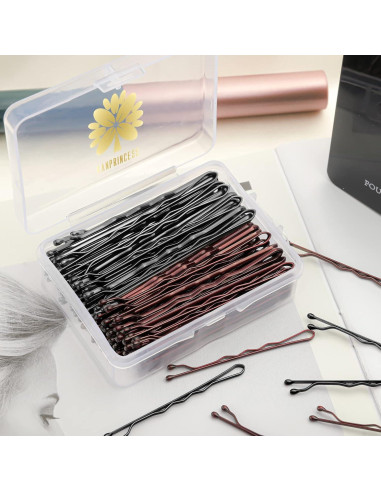 100 Pasadores de Pelo KANPRINCESS Negros y Marrones 2.4"