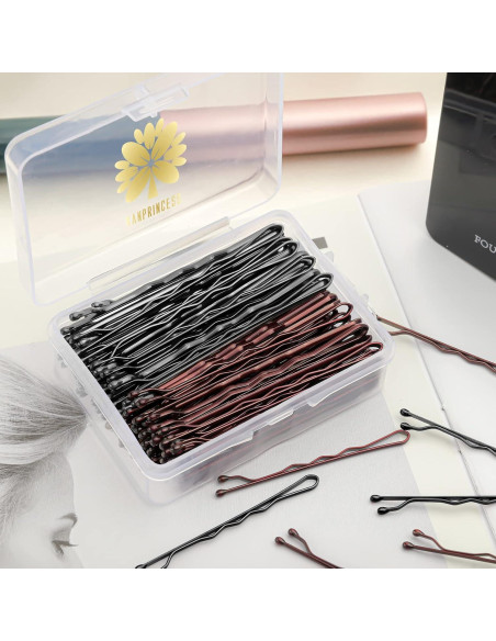 100 Pasadores de Pelo KANPRINCESS Negros y Marrones 2.4"