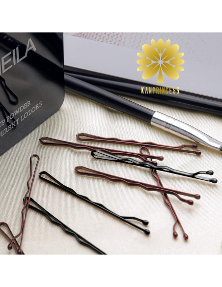 100 Pasadores de Pelo KANPRINCESS Negros y Marrones 2.4"