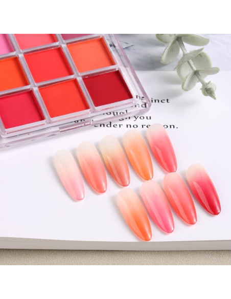 Juego de Polvo de Uñas Sólido SUTOKAKA 9 Colores con Pincel Ombre