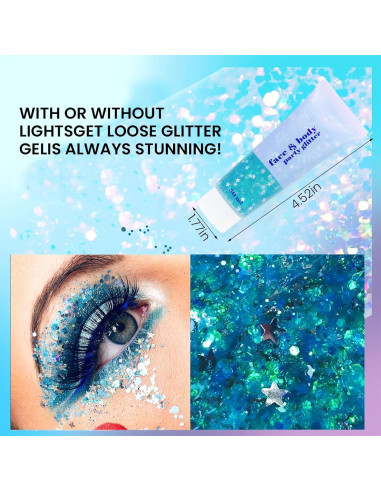 Gel de Brillo Corporal DAGEDA 48.2g Azul Lago - Holográfico