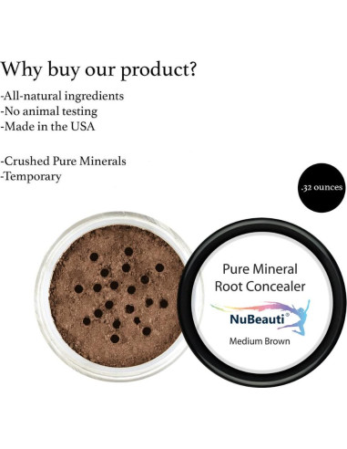 Polvo Retoque Raíces NuBeauti 18g - Marrón Medio, Natural
