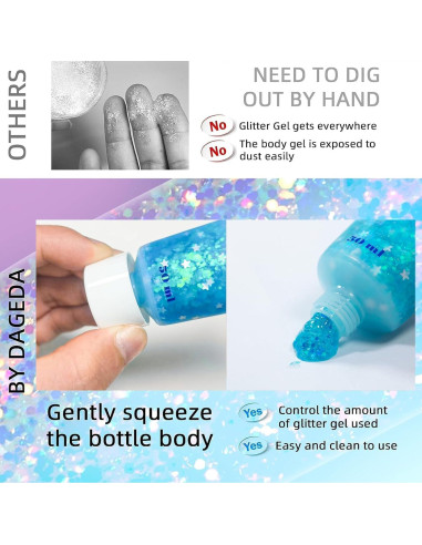 Gel de Brillo Corporal DAGEDA 48.2g Azul Lago - Holográfico