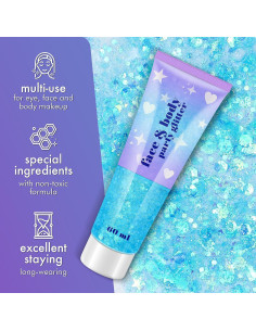 Gel de Brillo Corporal Linwulte 120ml Azul Claro Holográfico 2