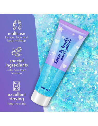 Gel de Brillo Corporal Linwulte 120ml Azul Claro Holográfico