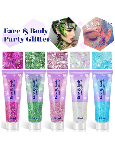 Gel de Brillo Corporal Linwulte 120ml Azul Claro Holográfico