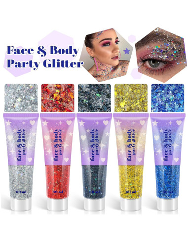 Gel de Brillo Corporal Linwulte 120ml Azul Claro Holográfico