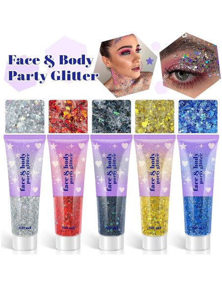 Gel de Brillo Corporal Linwulte 120ml Azul Claro Holográfico