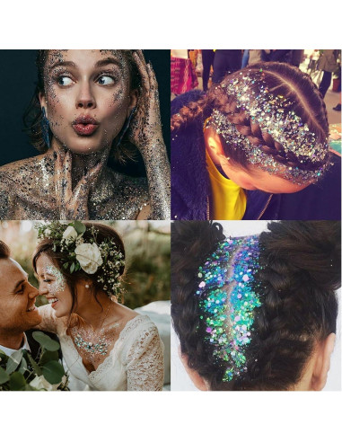 Gel de Brillo Corporal Linwulte 120ml Azul Claro Holográfico