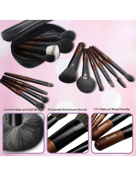 Juego de Brochas de Maquillaje de Viaje Voxora - 15 Piezas