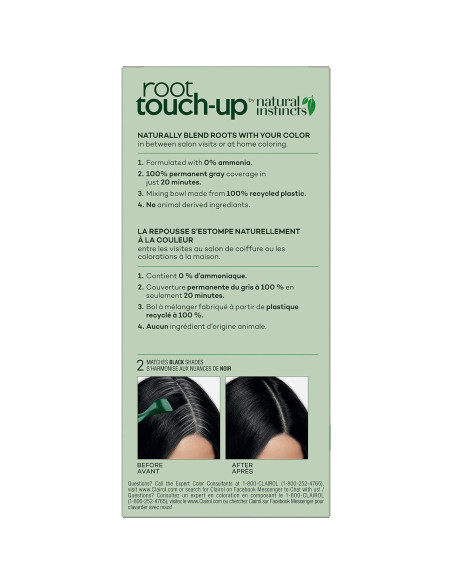 Tinte de Retocar Raíz Clairol 2 Negro 32.5 ml 0% Amoníaco