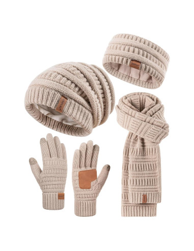 Conjunto de Invierno SENPUKI para Mujeres - Gorro, Bufanda, Guantes y Diadema