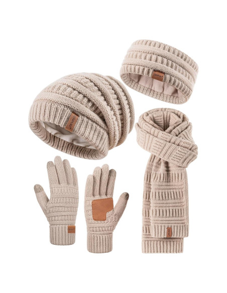 Conjunto de Invierno SENPUKI para Mujeres - Gorro, Bufanda, Guantes y Diadema