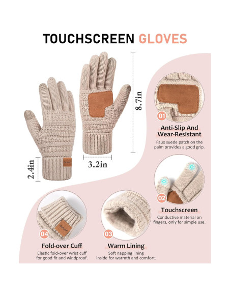 Conjunto de Invierno SENPUKI para Mujeres - Gorro, Bufanda, Guantes y Diadema