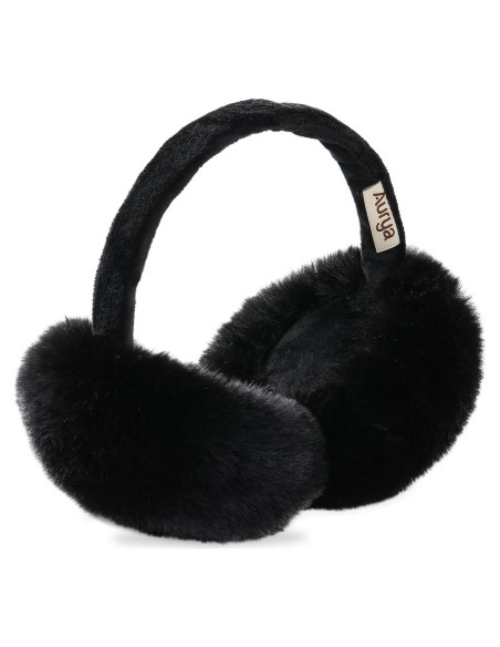 Aurya Orejeras de Invierno Plegables para Mujeres - Color Negro
