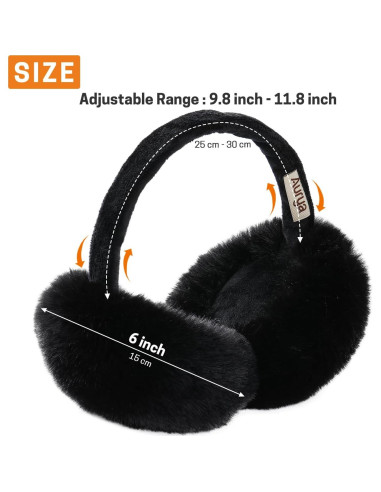 Aurya Orejeras de Invierno Plegables para Mujeres - Color Negro