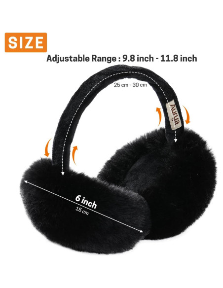 Aurya Orejeras de Invierno Plegables para Mujeres - Color Negro