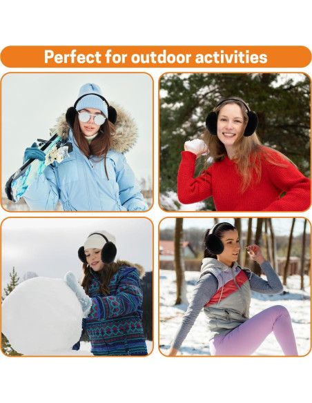 Aurya Orejeras de Invierno Plegables para Mujeres - Color Negro