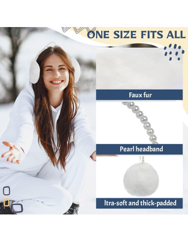 Orejeras de Piel Sintética RONRONS con Perlas para Mujeres