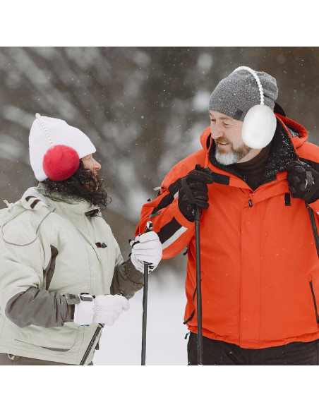 Orejeras de Piel Sintética RONRONS con Perlas para Mujeres