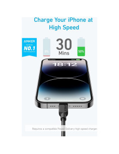 Cable USB C a Lightning Anker 310 0.91m Negro MFi 2