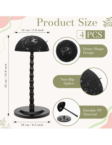 Soporte para Pelucas Geelin - 4 Piezas Antideslizantes 35.1 cm Negro